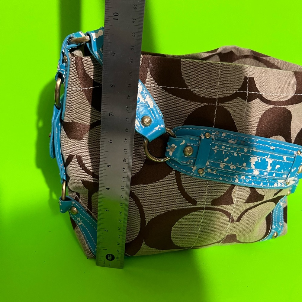 Brown and Blue Patterned Handbag - image 1